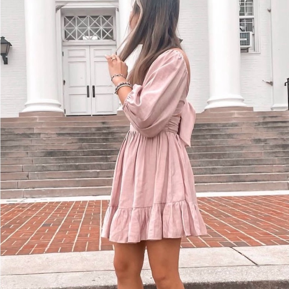 Blush Pink Ruffle Hem Women’s Dress